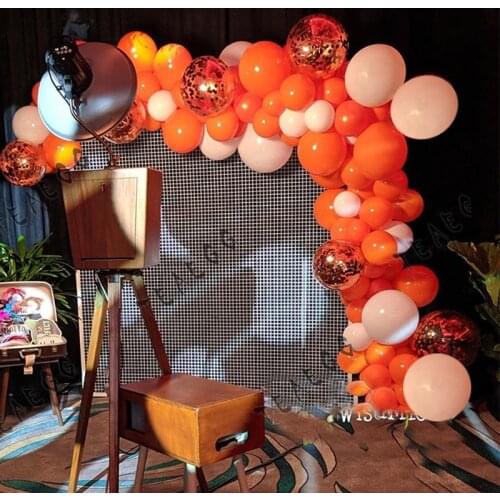 Kids Adult Happy Birthday Party Decoration Balloons Orange Rose Gold Confetti Balloon Garland Baby Shower Girl Wedding Decor