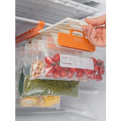 Food Bag Hanging Storage Rack Retractable Storage Rail Rack Refrigerator Organizer Fridge Drawer Organizer