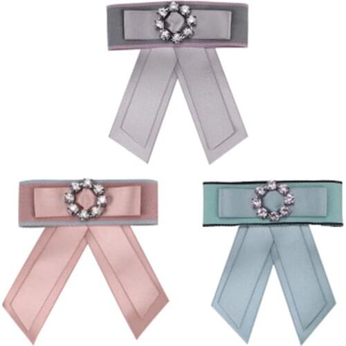 Women Girl Neck Bow Tie Bow Knot Shirt Pins Fall Vintage Lace Rhinestone Solid Striped Apparel Accessories Fashion Jewelry-CDE