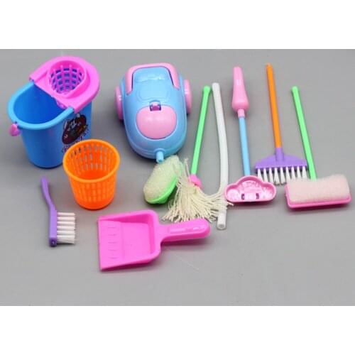 1SET 9pcs Mini Doll Accessories Household Cleaning Tools for 1/6 Doll Accessories BJD Dollhouse Kids Educational Toy