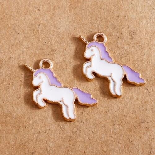 10pcs/lot 17*20mm Enamel Unicorn Charms for Jewelry Making DIY Earring Pendant Necklace Bracelets Charms Keychain Findings