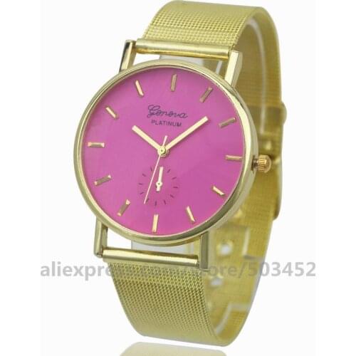 100pcs/lot True Stud Multicolor Scale Women Watches Factory Price Friend Gifts Geneva Watch Mesh Belt Fashion Quartz Watches