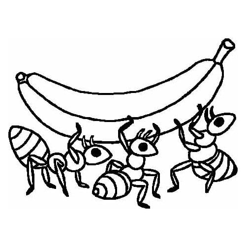 15.9CM*11.8CM Nifty Cartoon Ant Carry Banana Delicate Vinyl Decal Nice Car Sticker Black/Silver C19-0815