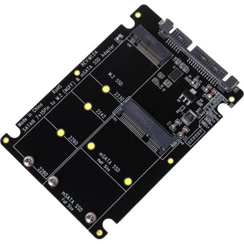 2 In 1 NGFF M.2 B+M Key Mini PCI-E or mSATA SSD to SATA III Adapter Card for Full Msata SSD/ 2230/2242/2260/22x80 M2