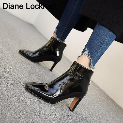 2021 New Arrivals Fashion Women Boots Square Toe Side Zipper Shoes Ankle Boots Martin Shoes Party Fashion High Heels Autumn Boot
