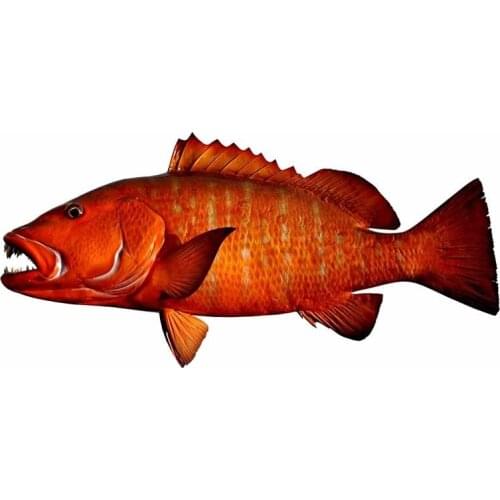 3D Interesting Reflective Red Snapper Fish Fishing Car Sticker Vinyl Material Waterproof Sunscreen Scratch-Proof Decal Kk13*6cm