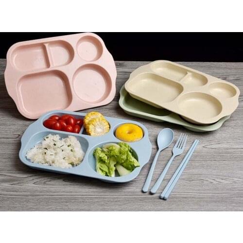 4pcs Toddler Baby Feeding Set BPA Bowl Dish Fork Spoon Bottle Dinnerware Kit Baby Tableware Set