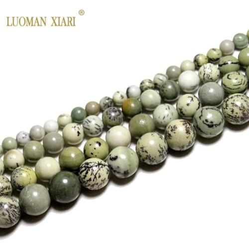 Fine AAA+ Natural Moss Jasper Round Loose Natural Stone Beads For Jewelry Making DIY Bracelet Necklace 6/8/10/12 mm