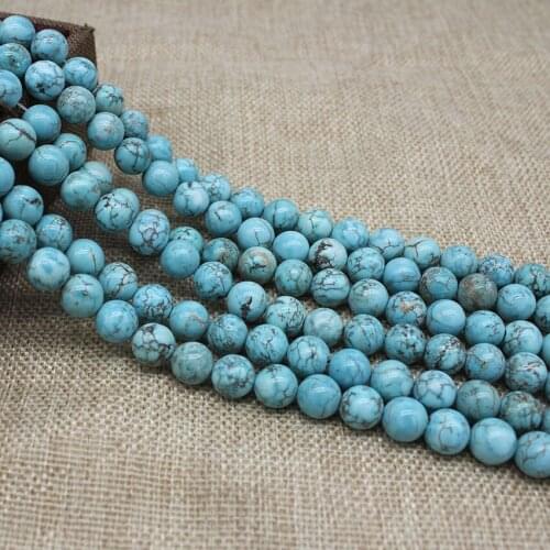 HighQuality Nature Blue Stone Round Loose Beads Turquoises Round Stone Beads For Jewelry Making Bracelet Earrings Necklace Beads