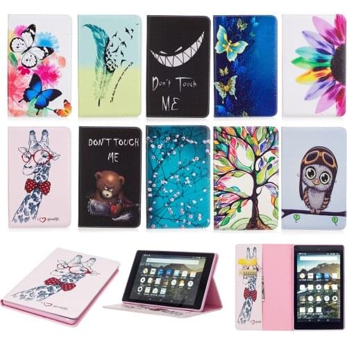 For Amazon Kindle Fire HD 8" 8inch Tablet Case giraffe PU Leather stand Flip Case Smart Cover for Fire HD 8 6th Generation 2016