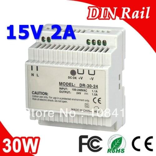 DR-30-15 LED Din Rail Switching Power Supply 15V 2A 30W Output