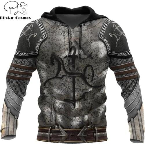 3D Printed Armor Knight Warrior Men Hoodie Knights Templar Harajuku Fashion Jacket pullover Unisex Cosplay hoodies QS-009