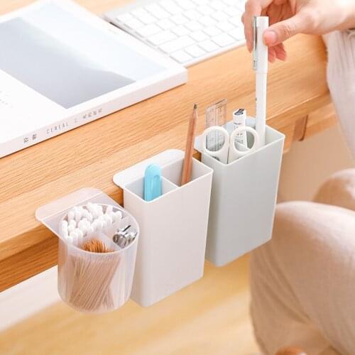 ILFML Creative Desktop Storage Box Paste Hanging Style Office Stationery Cosmetic Make Up Organizer Sundries Storage Box