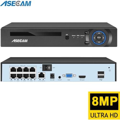 Super 8MP H.265 POE NVR Video Recorder IP Camera CCTV System P2P ONVIF Network Face Detect P2P 5MP Security Surveillance