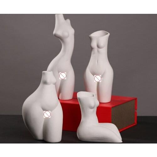 Nordic Ceramic Body Art Dried Flower Vase Sculpture Decoration Living Room Bedroom Coffee Table Desktop Home Decor Ornaments