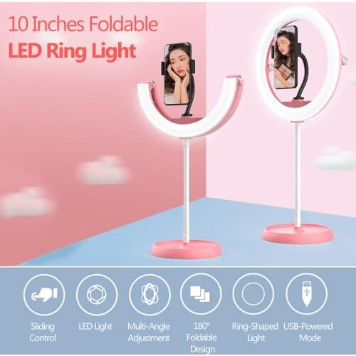 Photography 10inch LED Ring Light Mini LED Light High Brightness for Cellphone Live Streaming Making UP Video Selfie Shooting