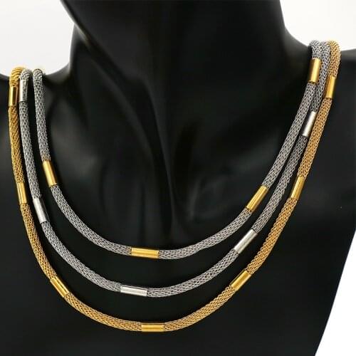 2021 Fashion Cube Mesh Chain Men Necklace Classic Stainless Steel Chain Necklace For Men Jewelry Gift
