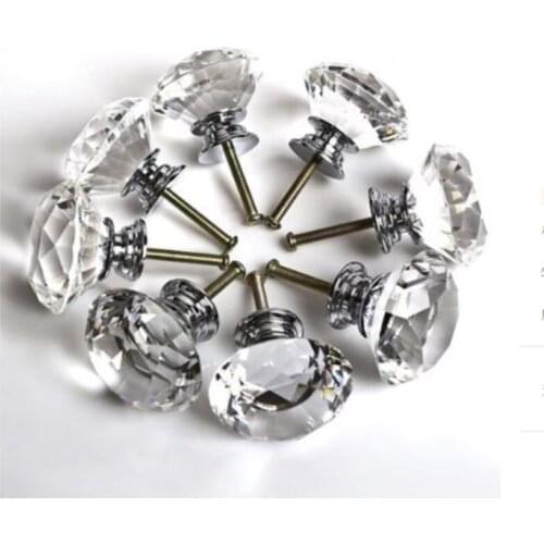 Furniture handle diamond design crystal glass knob cabinet drawer pull kitchen cabinet door wardrobe handle hardware accessories