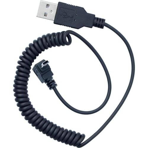 MINI USB 5Pin 90 Degree Up or Down Angled Spring Coiled To USB 2.0 Male Data&Sync Charging Cable 40cm