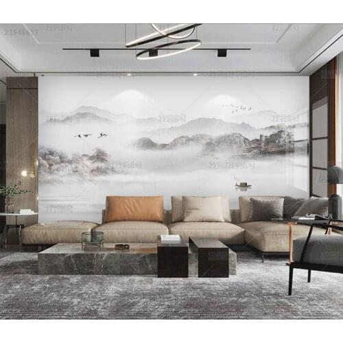 3D new Chinese ink landscape painting mural living room sofa TV background wall study teahouse artistic conception wallpaper