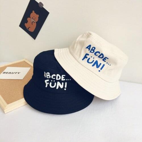 2021 New Fashion Letter Printing Thin Childrens Basin Hat Fisherman Hat Cute Wild Fisherman Hat Sunscreen Boy And Girl Sun Hat