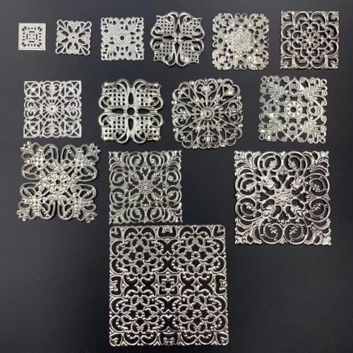 Wholesale Filigree square crafts Hollow Embellishments Findings,Jewelry Accessories ornaments