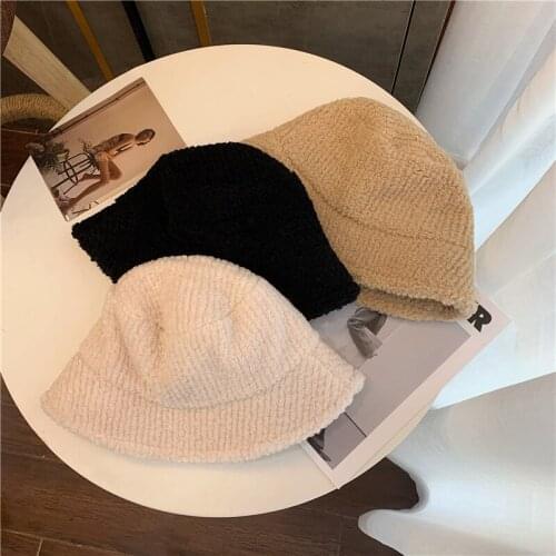 Casual Hats For Women Autumn Winter hats Bucket Hat Cotton Lambswool Foldable Ear Warmer Flat Top Cap Female Windproof New 2021