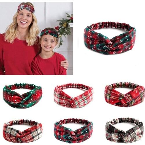 Mom&Kids Headbands Mother Baby Turban Hairbands Mom Daughter Bows HAirband Plaid Print Parent-Child Hair Accessories Christmas