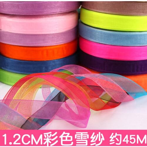 12MM gift wrapping cloth hair ribbon 1.2cm wide transparent Organza Ribbon decoration