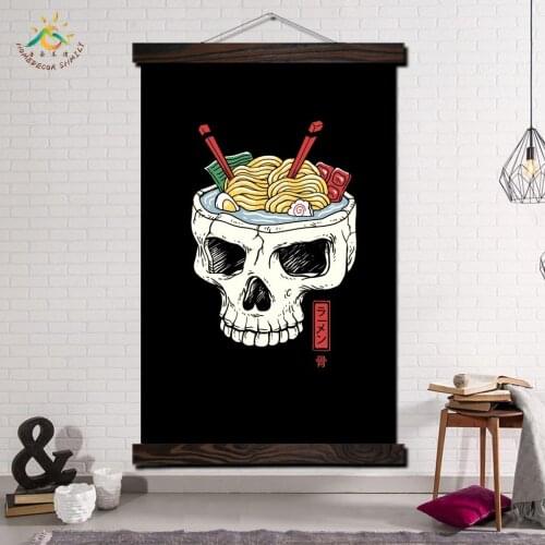 Ramen Skull Brain Wall Art Canvas Prints Painting Frame Scroll Painting Hanging Poster Decorative Picture art print wall poster