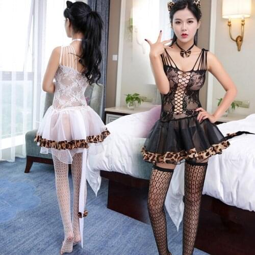 Sexy Lingerie Lace Dress Womens Leopard Erotic Stockings Sexy Hot Erotic Nightwear Sex Costumes Cosplay Dressing Gown Porno S