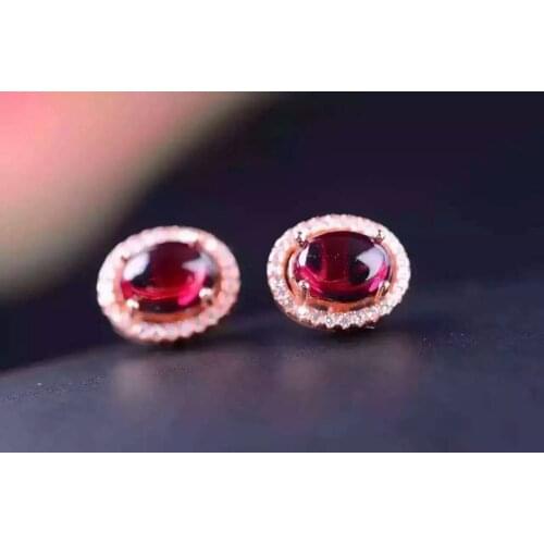 Natural garnet stone earrings 925 silver Natural gemstone earring women Classic elegant fashion fine Earrings