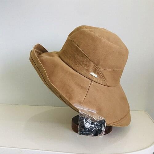 Womens Summer Hat Wide Brim Hat Bucket hat Brittany Sun Protection Cap Female Beach Hat Cotton Retro Fashion Foldable Sun Hats