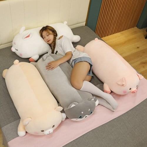 Cute Long Animal Toy Kawaii Rabbit Pig Dog Bear Doll Sleeping Long Pillow Home Bed Decoration Holiday Gift