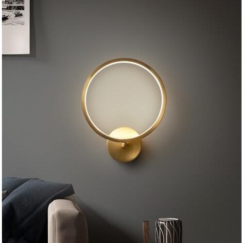LED Gold Round Lampshade Wall Lamp For Bedroom Bedside Bathroom Decoration Background Wall Light Indoor Light Fixtures