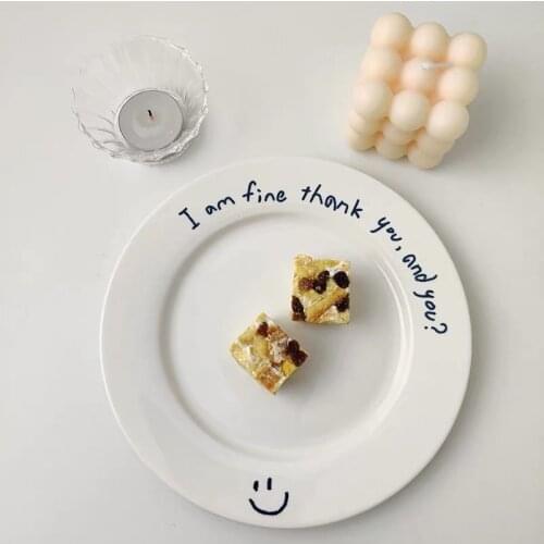 Hand-painted smiley face plate patera na owoce поднос для завтрака Breakfast tray صحن تقديم Dessert cake plate Graffiti