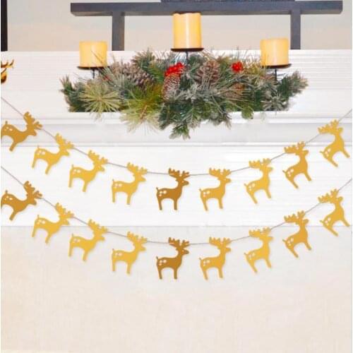 Ornaments Of Christmas And New Year Holidays Decorative Banner Deer Flag Party Paper Garland