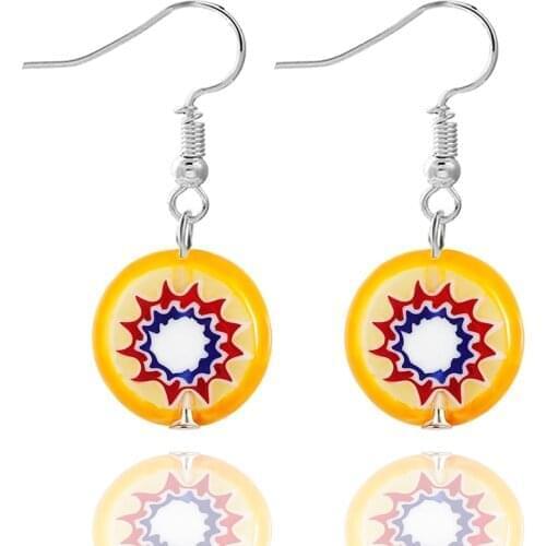 Yingwu Promot Handmade Womens Romantic Elegant Classic Dangle Flower Murano Glass Earrings HOT Free Ship