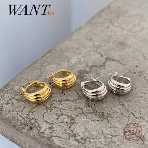 WANTME S925 Silver Punk Minimalism Geometric Stud Earrings for Women Real 925 Sterling Silver Korean Rock Elegant Ladies Jewelry