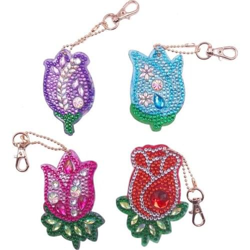 1/4/5 PCS DIY Full Drill Special Diamond Painting Keychain Christmas Tree Keychain Women Bag Pendant Keychains Jewelry Key Ring