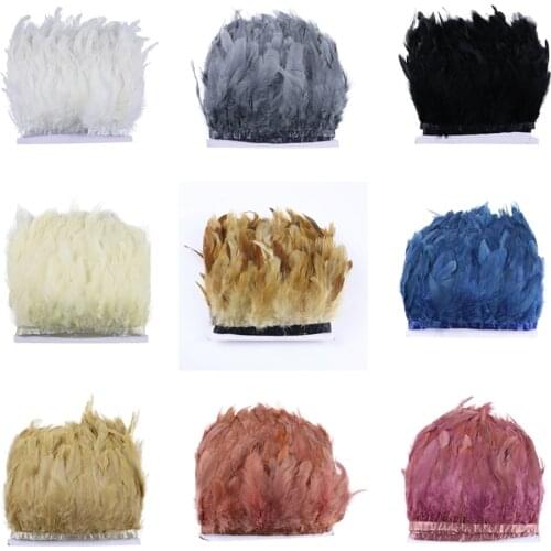 1meter Beautiful Rooster Feathers Trim Clothing Sewing Ribbon Fringe Party Decoration Plumes for Crafts