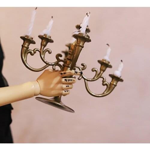 1Set Miniature Candles and Candlestick Birthday Party Cake Candle Holders Toppers For Dollhouse Decoration