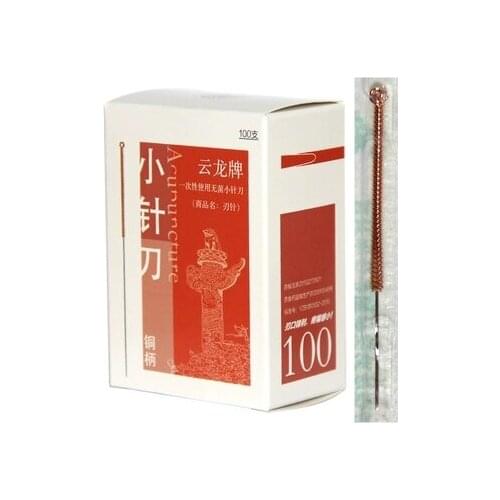 100pcs /pack yunlong copper handle one-time use sterility small knife shape pin Acupuncture needles Blade needle free shipping