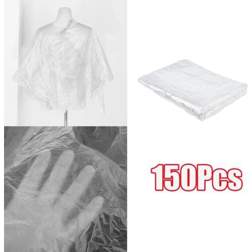 150pcs Transparent Disposable Hair Cutting Capes Salon Gown Bibs Protect