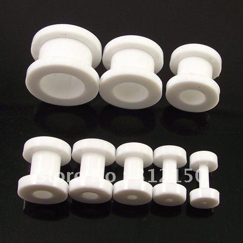 160pcs Free Shipping 8sizes Wholesale White Ear Expander Ear Taper Stretchers Ear Plugs UV Piercing Jewelry Fashion Flesh Tunnel
