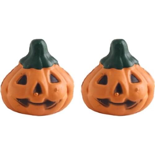 2Pcs Lovely Garden Miniature Pumpkin Figurine Miniature Pumpkin Decorations Clay Vibrant Color