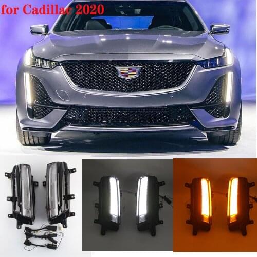 2PCS led drl headlights For Cadillac CT5 2020 2021 Daytime Running Light DRL Car LED Day Light Front Bumper Fog Lamp turn signal