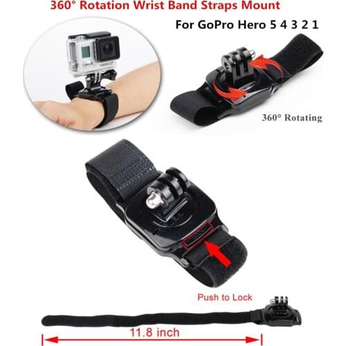 360 Rotating Wrist Band Arm Strap Mount For Gopro HD Hero 6 5 4 3+ 3 2 session ,SJ4000, Eken H9 ,XiaomiYi 4k Camera