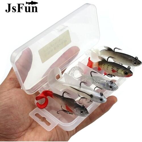 5pcs/box Multi-color Lead Fish Lure 9.3g/14g Soft Fishing Lure T Shape Curl Tail Artificial Bait YE91