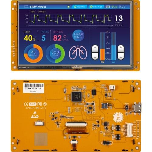 7 Inch HMI Smart TFT LCD Display Module with Controller + Program + Touch + UART Serial Interface with Plastic Frame